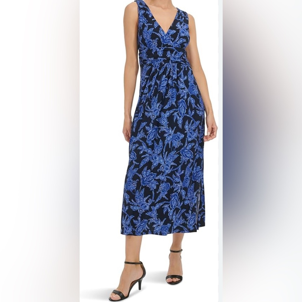 NWT Tommy Hilfiger Sky Captain Maxi Dress Blue Floral Size 14